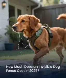 happy dog running inside invisible fence