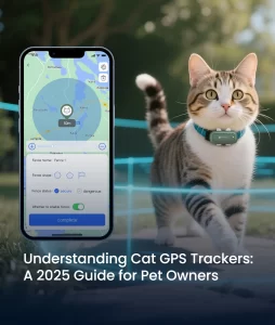 Cat wearing seeworld p5 gps tracker